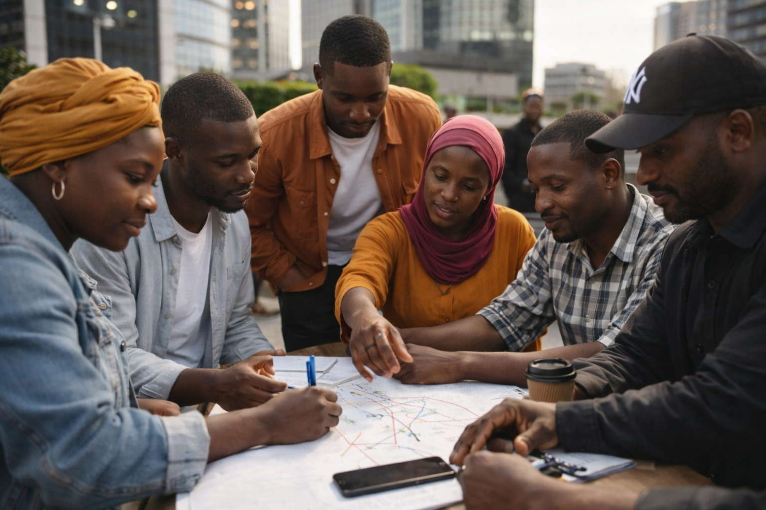 African community members helping one another