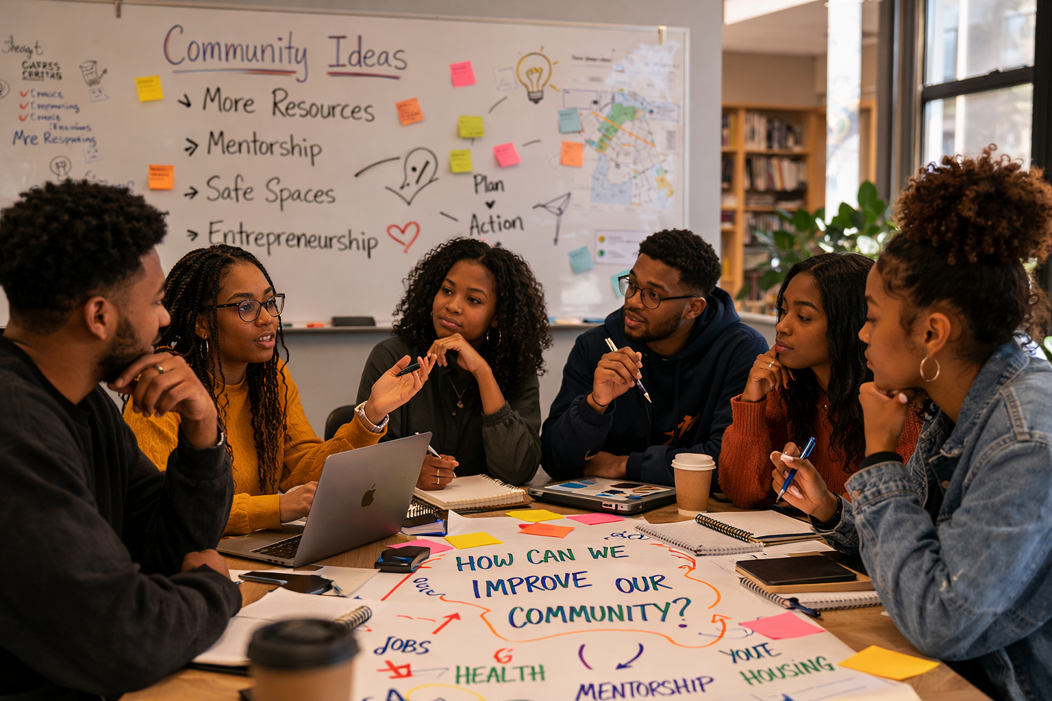 African community members helping one another